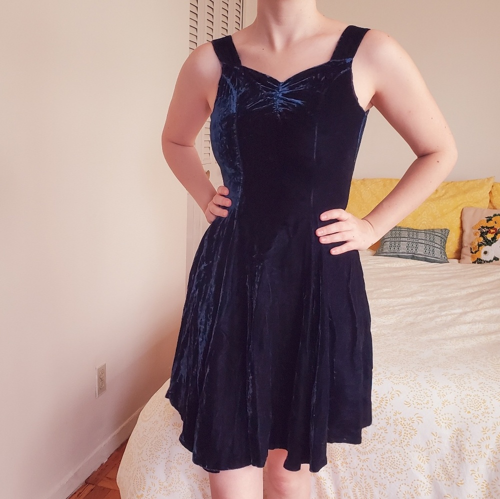 Vintage Teal Velvet Sweetheart Sleeveless Mini Skater Fit & Flare